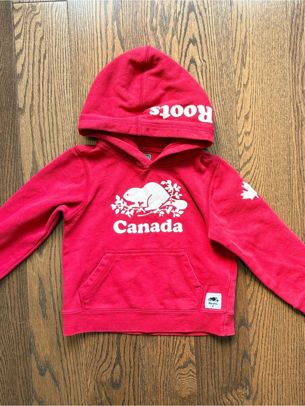 Roots Kids Red Canada Beaver Hoodie